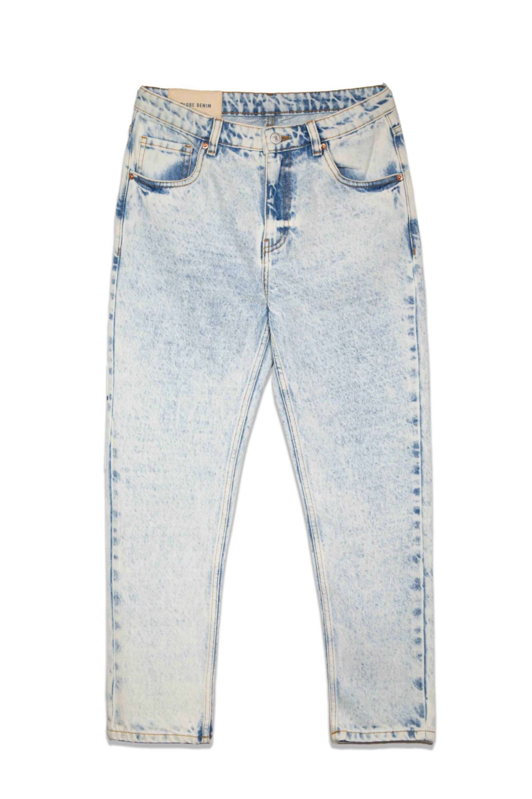 acid wash tapered jeans