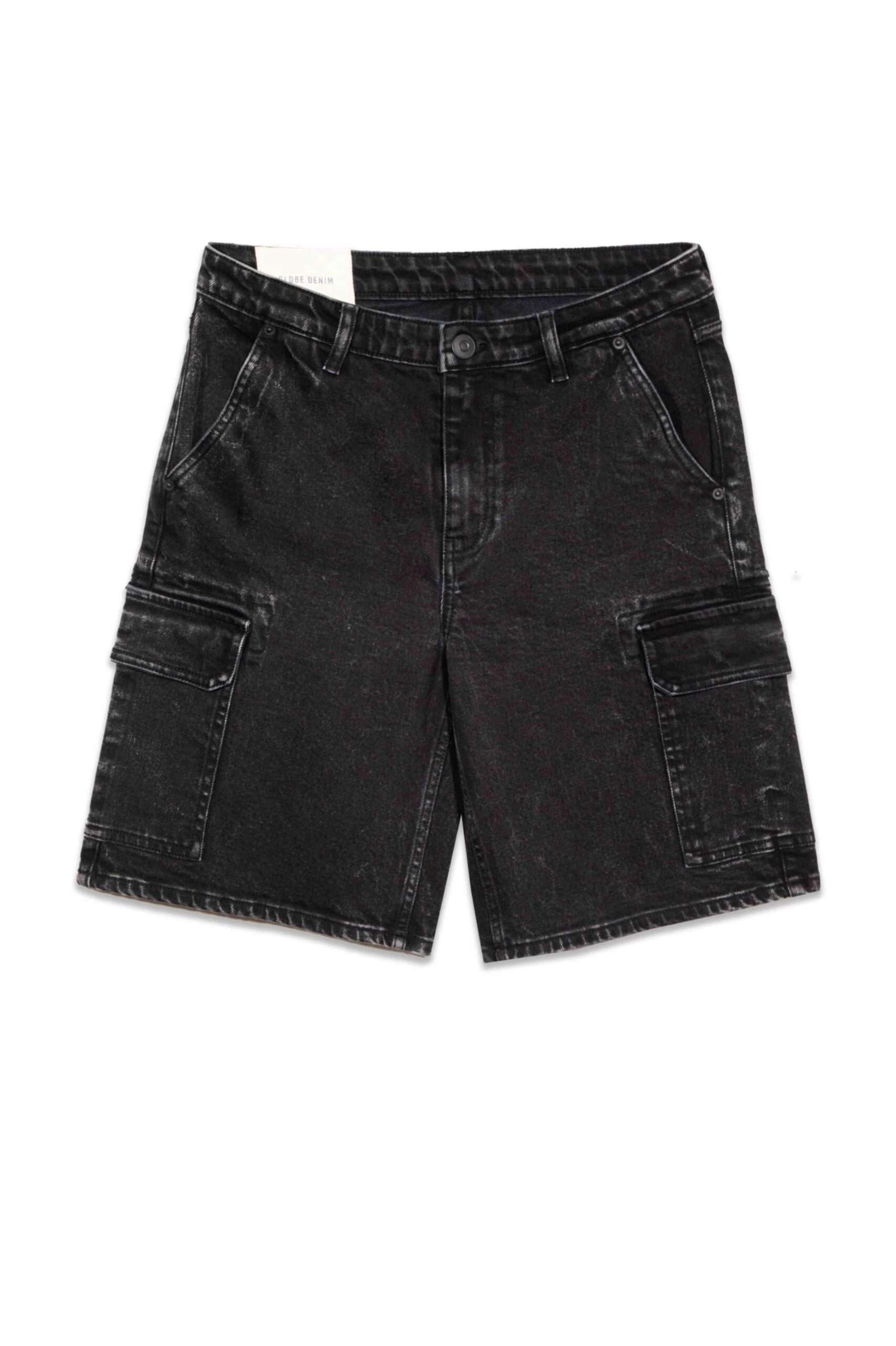 black washed cargo shorts