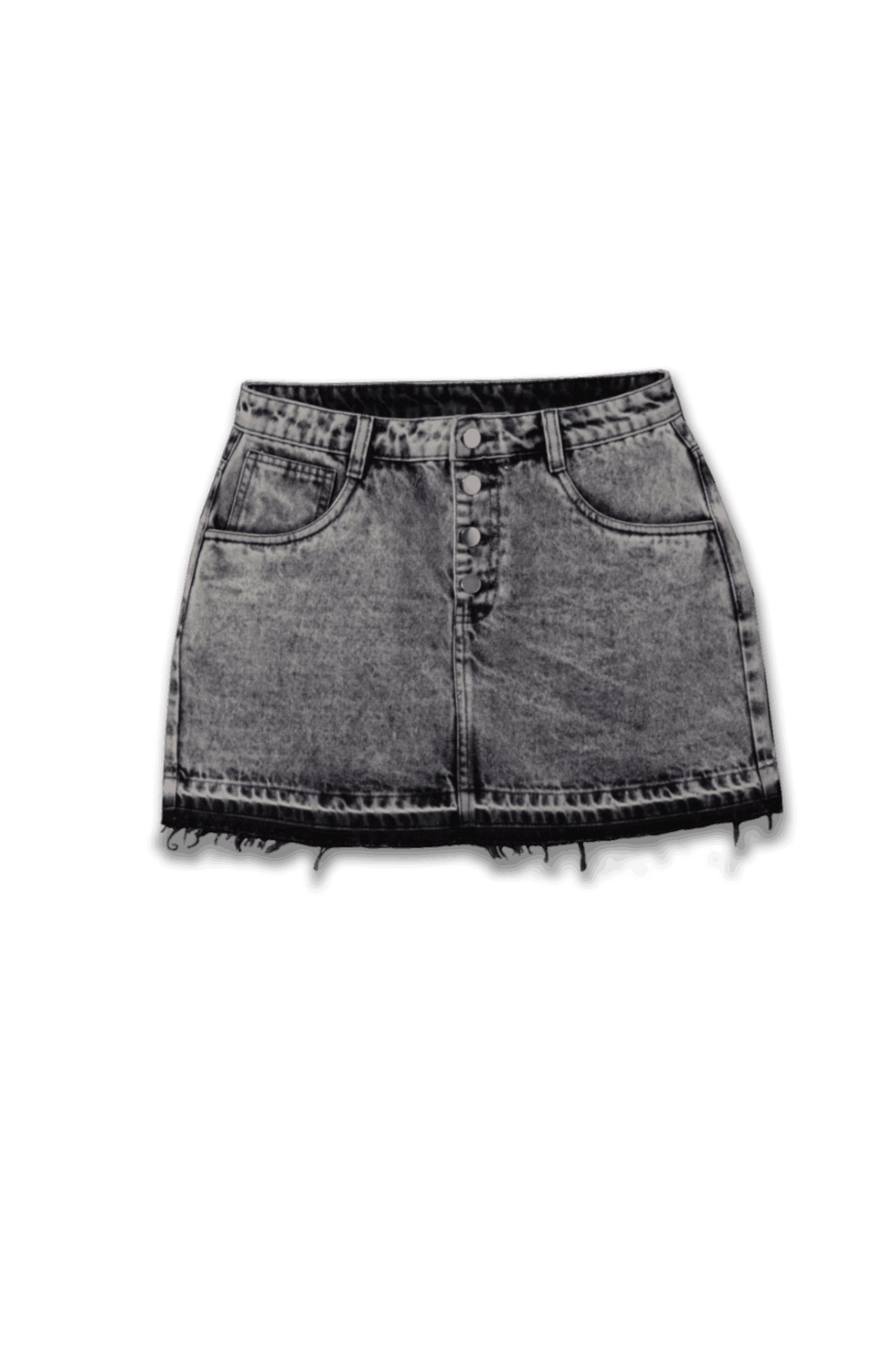 mini fray acid washed denim skirt