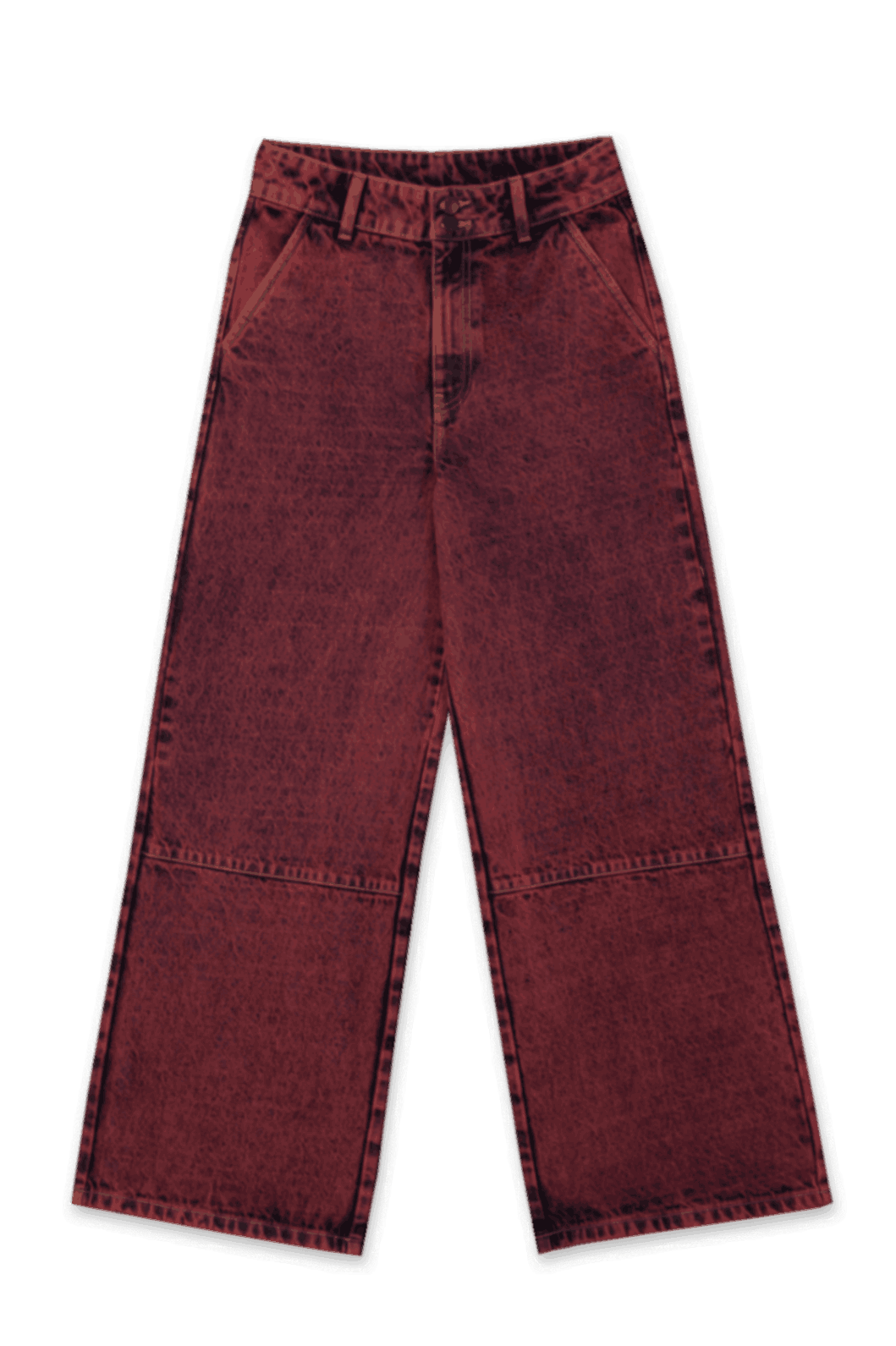 red washed wide leg jeans